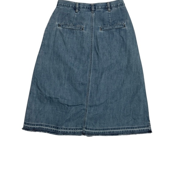 Free People Denim Womens Blue Midi Making Me Crazy Button Fridge Retro Skirt 4 - Picture 3 of 9
